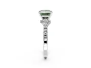 Solitaire Engagement Ring Setting for Fancy Green Princess Cut Center with Crossover Accents and Prong Head in White Gold
