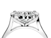 Single Halo Engagement Ring Setting for Round Cut Center with Corner Claws, Plain Band and Prong Head in Sterling Silver