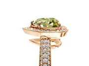 Milgrain Halo Engagement Ring Setting for Fancy Yellow Heart-Shaped Center with Three-Sided Pave Band and Prong Head in Rose Gold