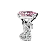 Solitaire Engagement Ring Setting for Fancy Pink Pear-Shaped Center with Bar-Station Pave Twist and Prong Head in Sterling Silver