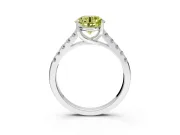 Solitaire Engagement Ring Setting for Fancy Yellow Round Cut Center with Partway Pave Band and Prong Head in Sterling Silver