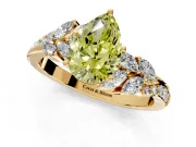 Solitaire Engagement Ring Setting for Fancy Yellow Pear-Shaped Center with Marquise Accent Twist Band and Prong Head in Yellow Gold