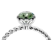 Solitaire Engagement Ring Setting for Fancy Green Pear-Shaped Center with Plain Twisted Rope Band and Prong Head in White Gold