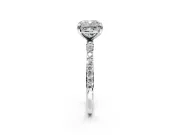 Solitaire Engagement Ring Setting for Cushion Cut Center with Pave Accents and Prong Head in White Gold