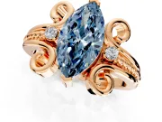 Solitaire Engagement Ring Setting for Fancy Blue Marquise Center with Twisted Band and Scroll Prong Head in Rose Gold