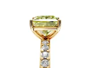 Solitaire Engagement Ring Setting for Fancy Yellow Princess Cut Center with Round Cut Pave Band and Prong Head in Yellow Gold