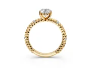 Rope Engagement Ring Setting for Oval Center with Accent Shoulders and Prong Head in Yellow Gold