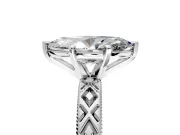 Solitaire Engagement Ring Setting for Marquise Center with Milgrain X Pattern Band and Prong Head in Platinum