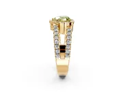 Halo Engagement Ring Setting for Fancy Yellow Heart-Shaped Center with Wide-Open Pave Split Shank and Prong Head in Yellow Gold