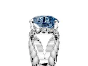 Halo Engagement Ring Setting for Fancy Blue Round Cut Center with Rope Twist Split Shank and Prong Head in Sterling Silver