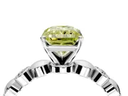 Solitaire Engagement Ring Setting for Fancy Yellow Radiant Cut Center with Beaded Bezel Station Band and Prong Head in Platinum