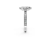 Milgrain Pave Engagement Ring Setting for Marquise Center with Accent Band and Prong Head in Platinum