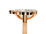 Single Halo Engagement Ring Setting for Pear-Shaped Center with Corner Claws, Plain Band and Prong Head in Rose Gold