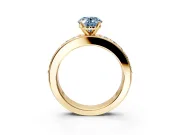 Solitaire Engagement Ring Setting for Fancy Blue Oval Center with Channel-Set Accents and Prong Head in Yellow Gold