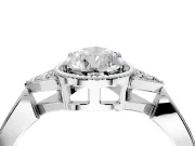 Cluster Engagement Ring Setting for Pear-Shaped Center with Milgrain Shoulder Clusters and Prong Head in Sterling Silver