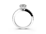 Solitaire Engagement Ring Setting for Round Cut Center with Single Row Accent Band and Prong Head in Platinum
