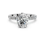 Open Basket Engagement Ring Setting for Oval Center with Pave Band and Prong Head in Sterling Silver