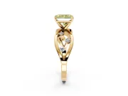 Solitaire Engagement Ring Setting for Fancy Yellow Radiant Cut Center with Criss-Cross Accent Band and Prong Head in Yellow Gold