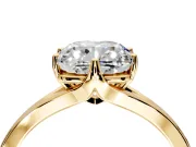 Solitaire Engagement Ring Setting for Cushion Cut Center with Plain Split Shank and Prong Head in Yellow Gold