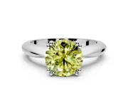 Solitaire Engagement Ring Setting for Fancy Yellow Round Cut Center with Reverse Tapered Band and Prong Head in Platinum