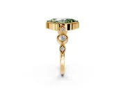 Vintage Station Engagement Ring Setting for Fancy Green Marquise Center with Accents and Prong Head in Yellow Gold
