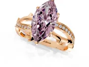 Solitaire Engagement Ring Setting for Fancy Pink Marquise Center with Pave and Plain Crossover Band and Prong Head in Rose Gold