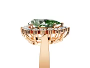 Starburst Halo Engagement Ring Setting for Fancy Green Pear-Shaped Center with Flat Cathedral Band and Prong Head in Rose Gold