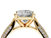 Solitaire Engagement Ring Setting for Princess Cut Center with Multi-Row Accents and Prong Head in Yellow Gold