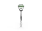 Minimalist Solitaire Engagement Ring Setting for Fancy Green Asscher Cut Center with Thin Band and Prong Head in Sterling Silver