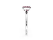 Solitaire Engagement Ring Setting for Fancy Pink Radiant Cut Center with Straight Thin Band and Prong Head in Sterling Silver