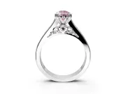 Solitaire Engagement Ring Setting for Fancy Pink Pear-Shaped Center with Channel Band and Double Claw Prong Head in Sterling Silver