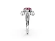 Solitaire Engagement Ring Setting for Fancy Pink Round Cut Center with Twisted Band and Scroll Prong Head in Sterling Silver