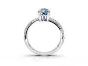 Solitaire Engagement Ring Setting for Fancy Blue Pear-Shaped Center with Multi-Row Pave Accents and Basket Head in Platinum