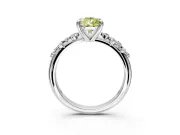 Solitaire Engagement Ring Setting for Fancy Yellow Pear-Shaped Center with Trailing Leaf Accent Band and Prong Head in Sterling Silver