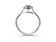 Solitaire Engagement Ring Setting for Fancy Green Oval Center with V Split Shank and Bezel Head in Platinum