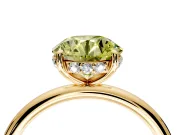 Solitaire Engagement Ring Setting for Fancy Yellow Round Cut Center with Plain Band, Open Basket and Prong Head in Yellow Gold
