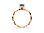 Solitaire Engagement Ring Setting for Fancy Blue Emerald Cut Center with Bamboo Band and Prong Head in Rose Gold