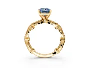 Solitaire Engagement Ring Setting for Fancy Blue Radiant Cut Center with Marquise Panel Band and Prong Head in Yellow Gold