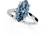 Solitaire Engagement Ring Setting for Fancy Blue Marquise Center with Tapered Shoulders and Prong Head in Platinum