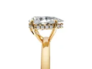 Solitaire Engagement Ring Setting for Pear-Shaped Center with Fine Wire Band and Prong Head in Yellow Gold