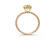 Solitaire Engagement Ring Setting for Fancy Yellow Oval Center with Plain Twisted Rope Band and Prong Head in Rose Gold