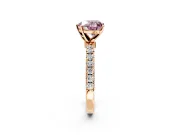 Open Basket Engagement Ring Setting for Fancy Pink Heart-Shaped Center with Pave Band and Prong Head in Rose Gold