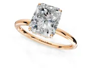 Solitaire Engagement Ring Setting for Radiant Cut Center with Plain Band, Open Basket and Prong Head in Rose Gold