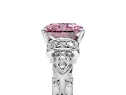 Solitaire Engagement Ring Setting for Fancy Pink Radiant Cut Center with Filigree Band and Prong Head in Platinum