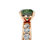 Solitaire Engagement Ring Setting for Fancy Green Cushion Cut Center with Channel-Set Accents and Prong Head in Rose Gold