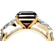 Channel-Set Engagement Ring Setting for Fancy Black Asscher Cut Center with Baguette Band and Prong Head in Yellow Gold