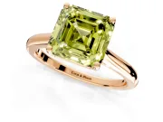 Solitaire Engagement Ring Setting for Fancy Yellow Asscher Cut Center with Narrow Cathedral Band and Prong Head in Rose Gold