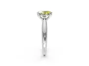 Solitaire Engagement Ring Setting for Fancy Yellow Oval Center with Reverse Tapered Band and Prong Head in White Gold