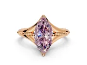 Solitaire Engagement Ring Setting for Fancy Pink Marquise Center with Milgrain Cathedral Band and Prong Head in Rose Gold
