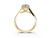 Solitaire Engagement Ring Setting for Round Cut Center with Cathedral Channel Band and Prong Head in Yellow Gold